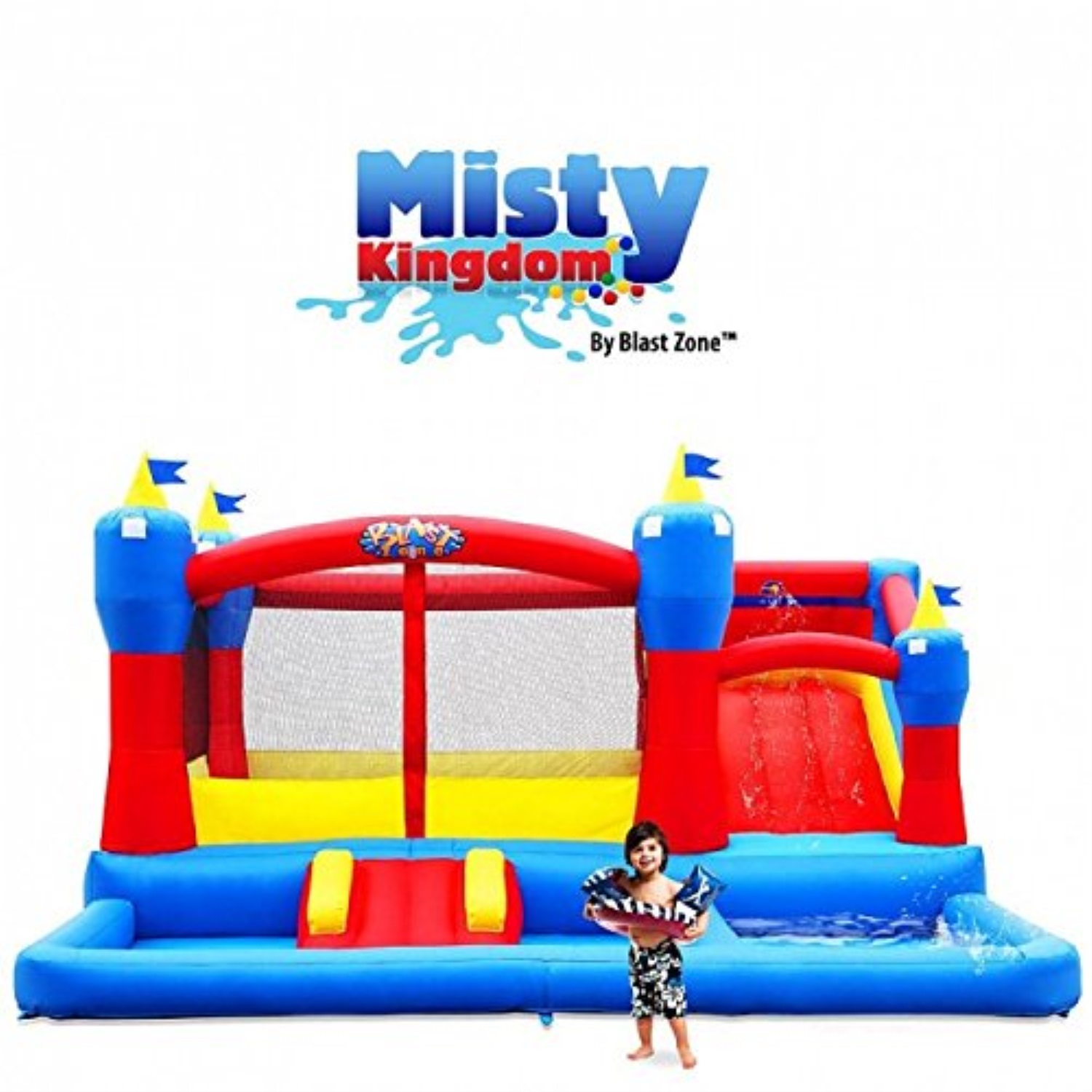 Blast Zone Misty Kingdom Inflatable Bouncer Water Park with Slide