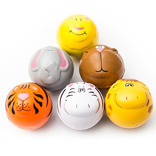 Fun Central AU200 12 pieces Assorted Zoo Animals Squeeze Stress Ball